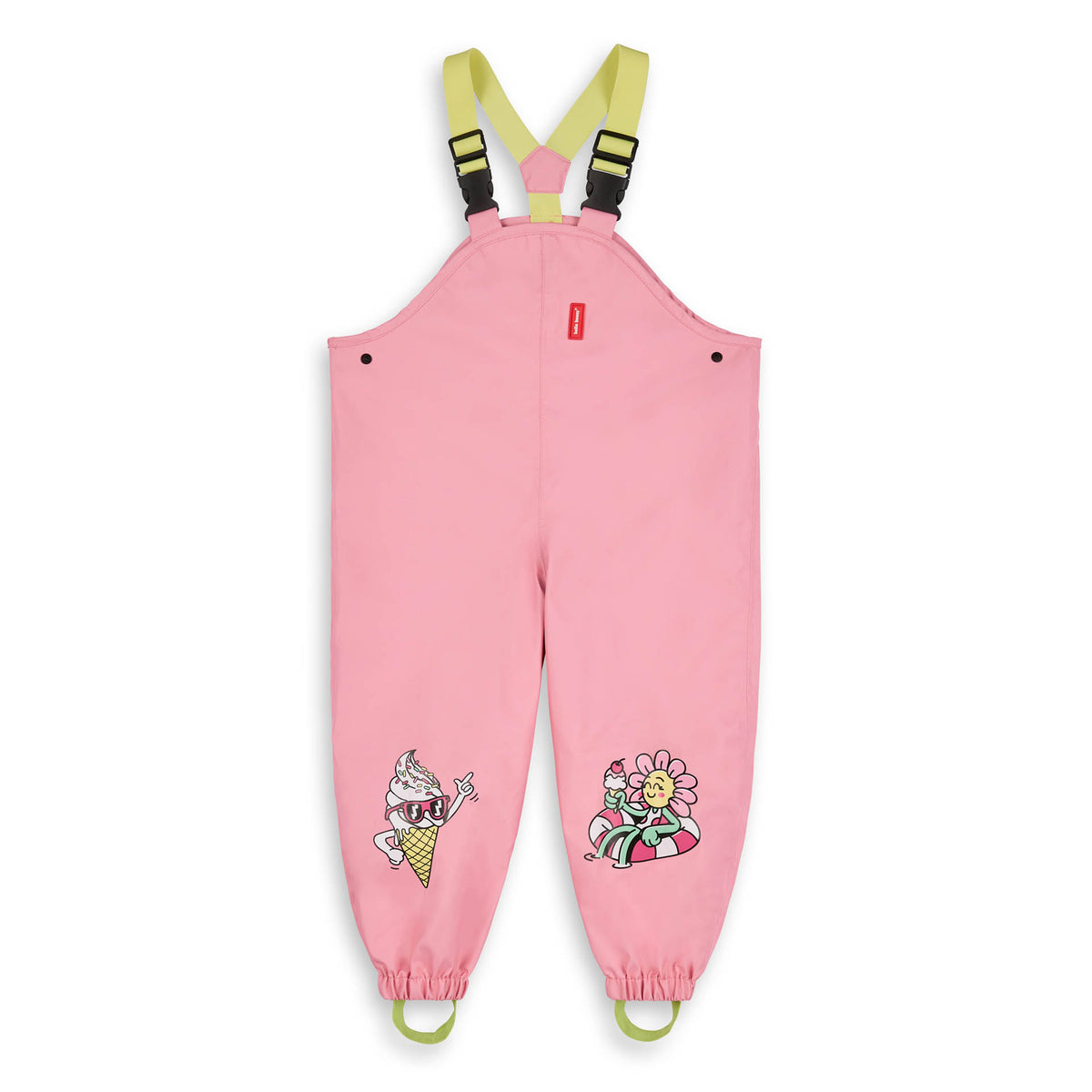 Pantaloni antipioggia impermeabili con spalline Pitaya per bambino – vista piatta, frontale