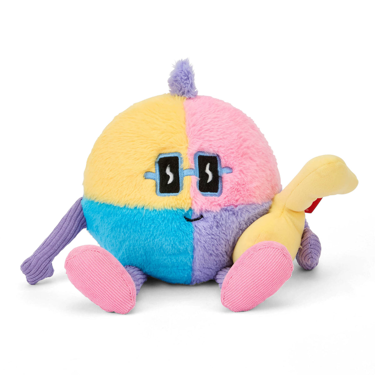 Peluche originale per bambini Hello Hossy Disco Pop - vista frontale, appoggiata