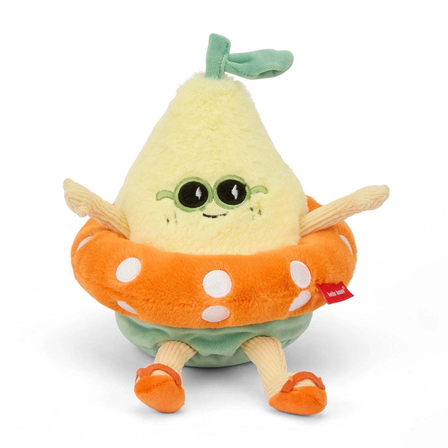 Peluche originale per bambini Hello Hossy a forma di limone Lemon Splash - vista frontale, posato