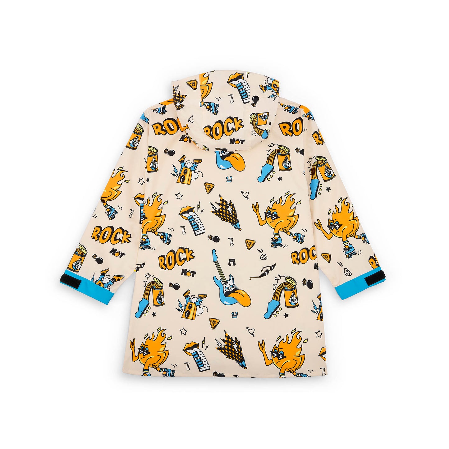 Poncho antipioggia bambino crema con motivi musicali arancioni e verdi Hello Hossy