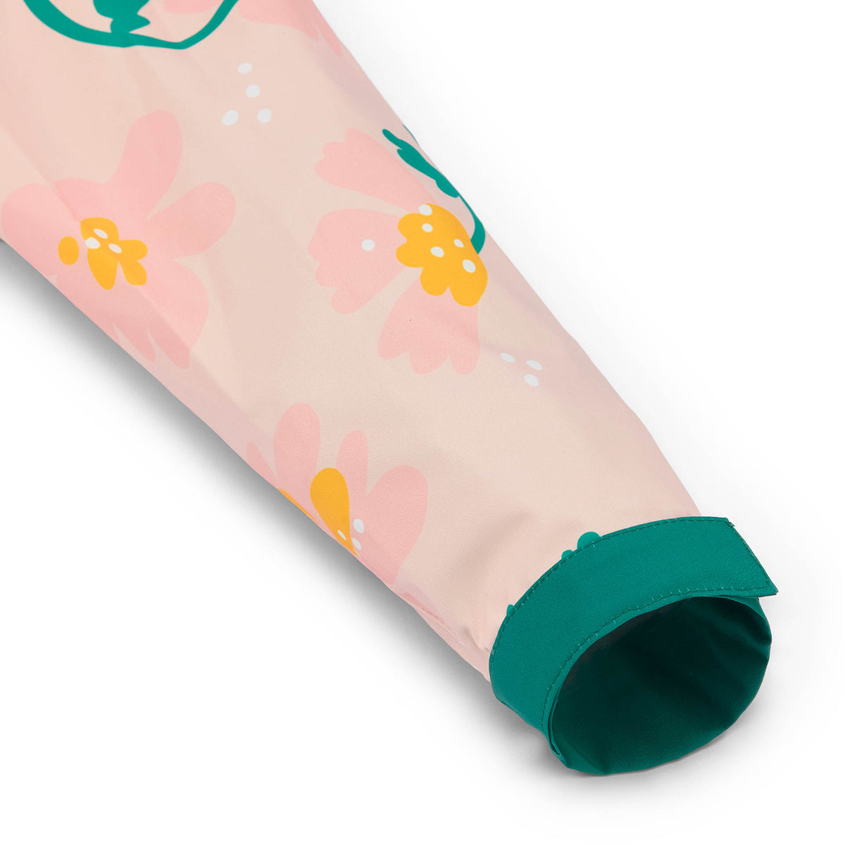 Manica poncho bambino rosa motivi floreali chiusura verde Hello Hossy