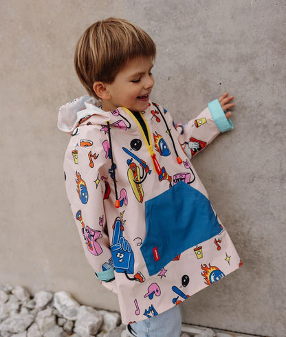 Poncho antipioggia bambino crema blu rosso motivo Sport tasche Hello Hossy