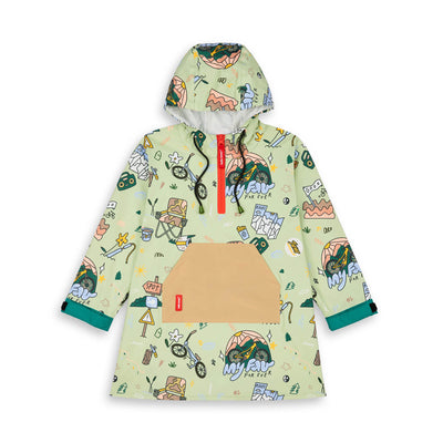 Poncho antipioggia impermeabile con cappuccio Mountain Ride per bambino – vista piatta, frontale