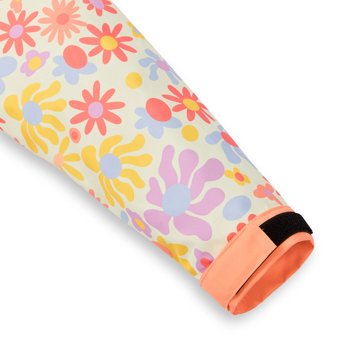 Poncho antipioggia impermeabile Retro Flowers per bambino - dettaglio polsino regolabile