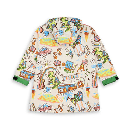 Poncho antipioggia con cappuccio San Francisco per bambini – vista piatta, retro