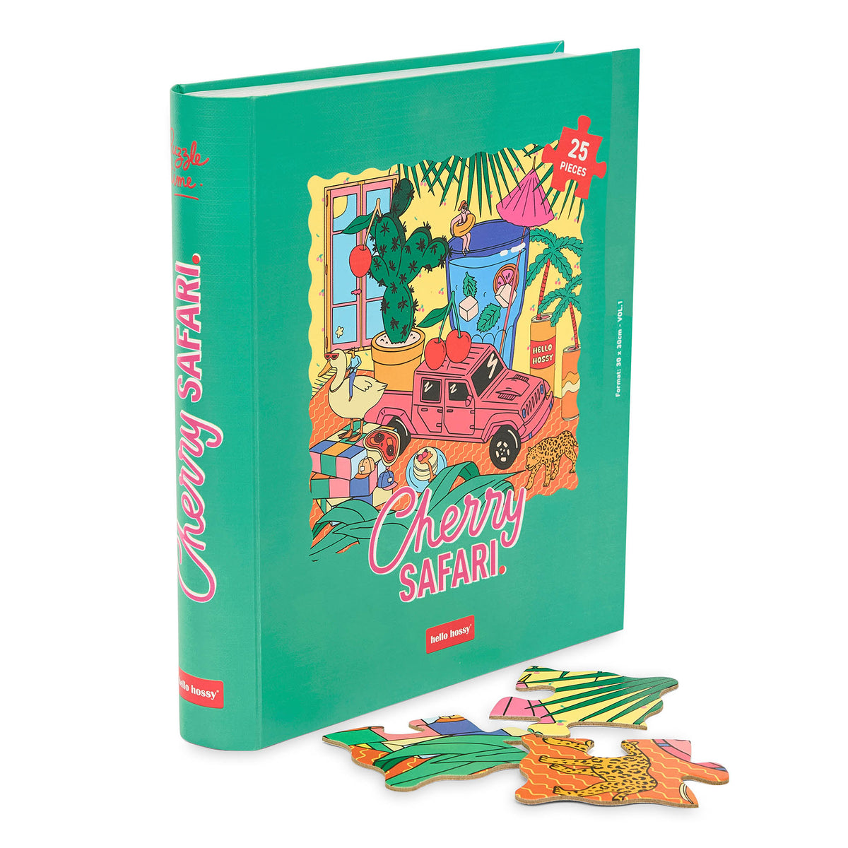 Puzzle per bambini Hello Hossy in formato libro – 25 pezzi – retro illustrato con messaggio del brand – vista frontale