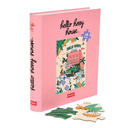 Puzzle per bambini Hello Hossy in formato libro – 36 pezzi – retro illustrato con messaggio del brand – vista frontale