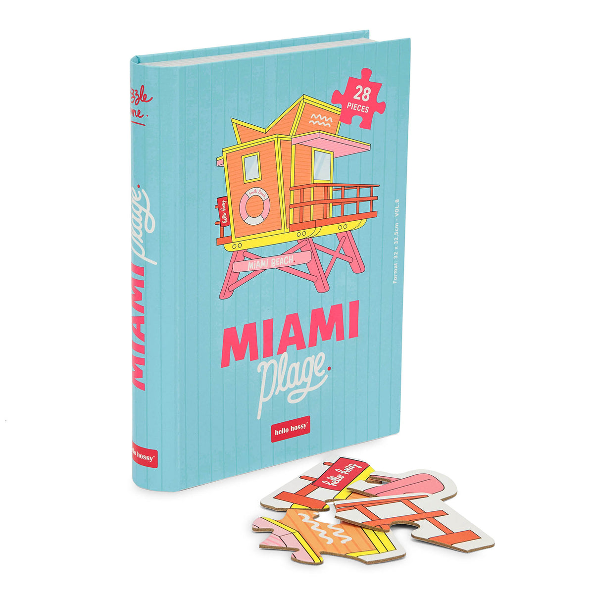 Puzzle per bambini Hello Hossy in formato libro – 28 pezzi – retro illustrato con messaggio del brand – vista frontale