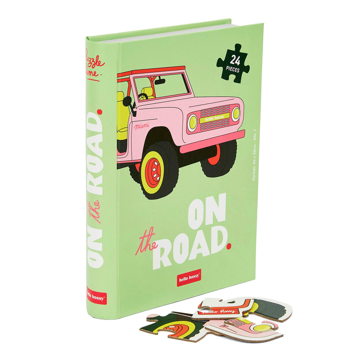 Puzzle per bambini Hello Hossy in formato libro – 24 pezzi – retro illustrato con messaggio del brand – vista frontale