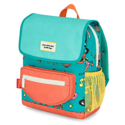 Zaino per bambini verde corallo con motivo animali e tasca frontale Hello Hossy