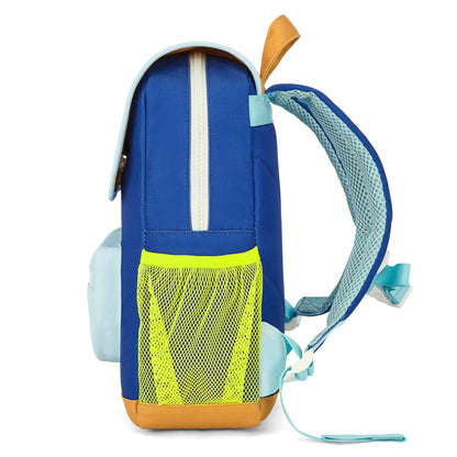 Zaino per bambini blu con tasca in rete gialla e spalline imbottite Hello Hossy