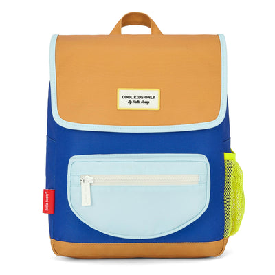 Zaino per bambini blu, custodia con zip, guscio color cammello Hello Hossy