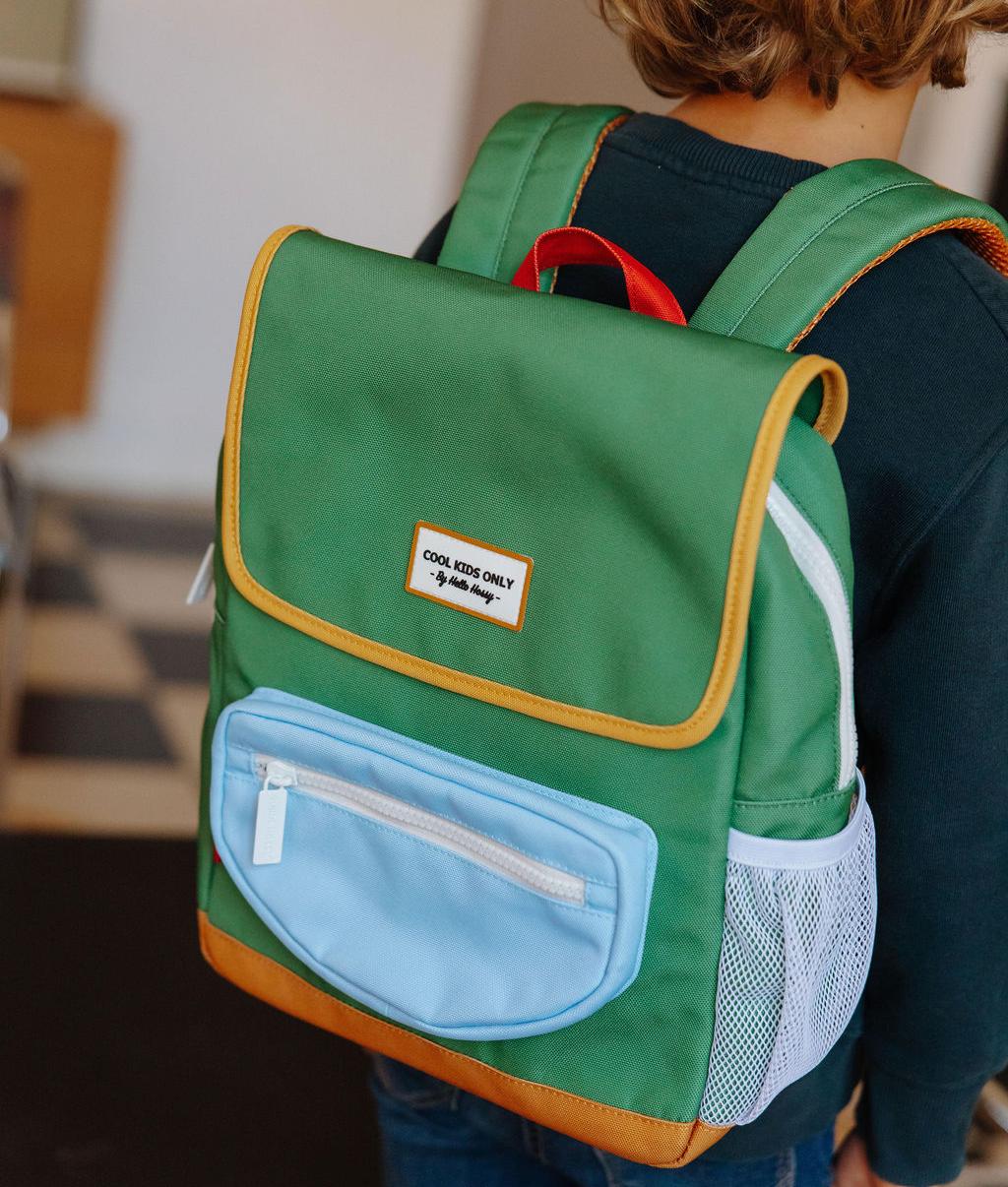 Zaino verde per bambini con tasca blu Hello Hossy