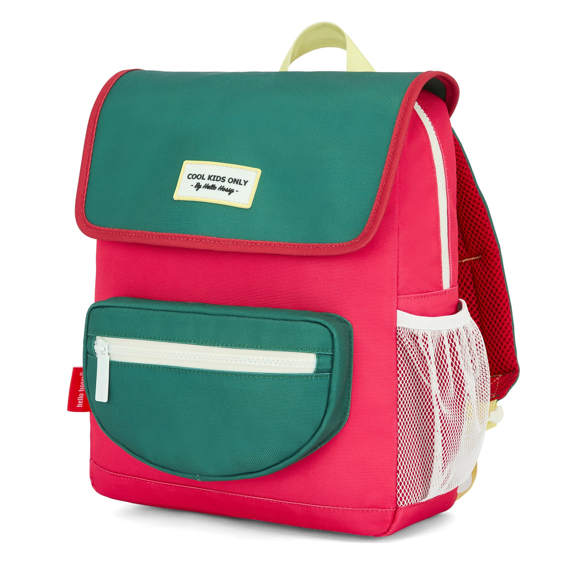 Zaino per bambini framboise verde con tasca frontale Hello Hossy