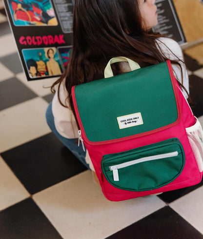 Zaino per bambini framboise verde con tasca frontale Hello Hossy