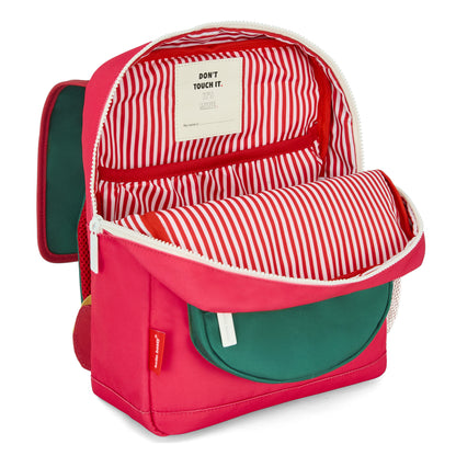 Zaino bambino framboise tasca verde interno a righe Hello Hossy