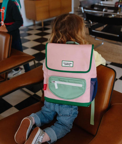 Zaino per bambini rosa con tasca verde Hello Hossy