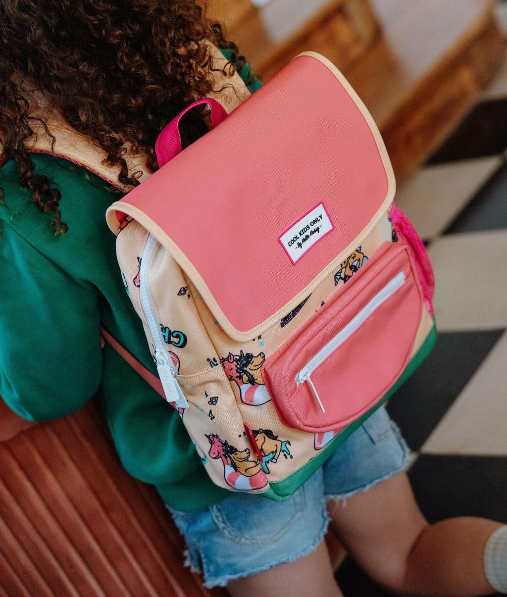 Zaino bambino rosa e giallo con motivi unicorno Hello Hossy