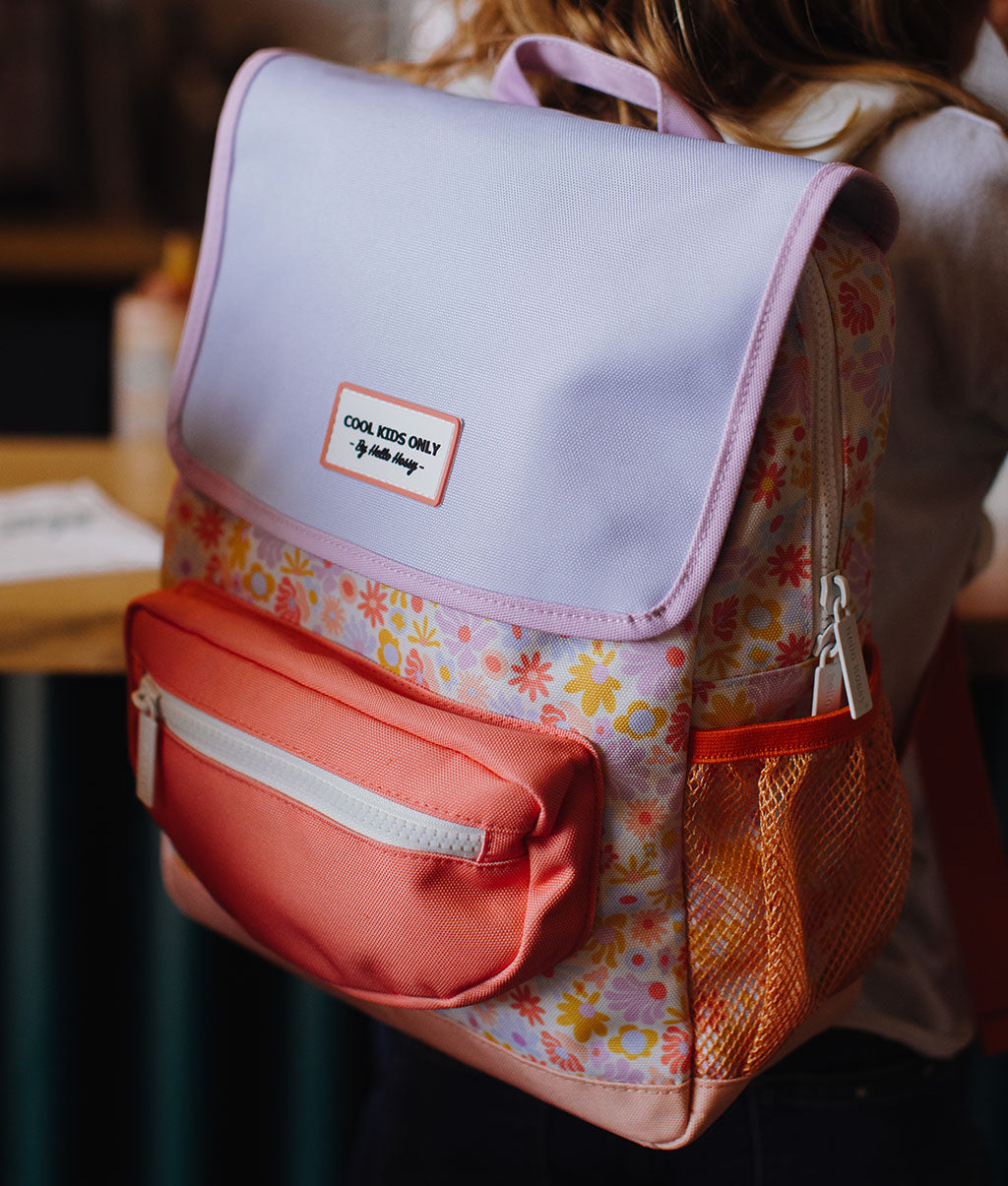 Cartella scolastica bambini Retro Flowers, eco-responsabile, dai 2 anni, Cool Kids Only!