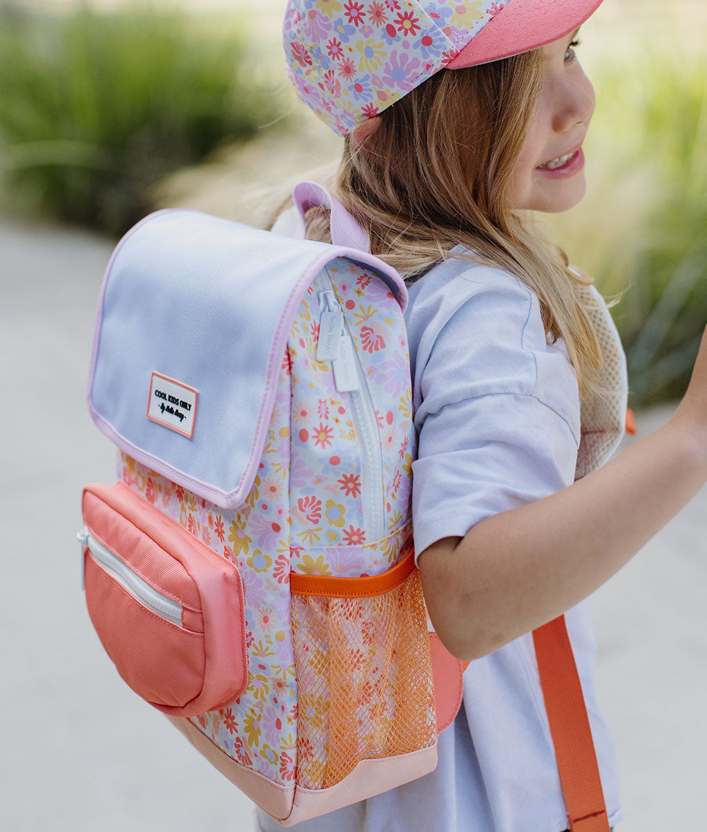 Cartella scolastica bambini Retro Flowers, eco-responsabile, dai 2 anni, Cool Kids Only!