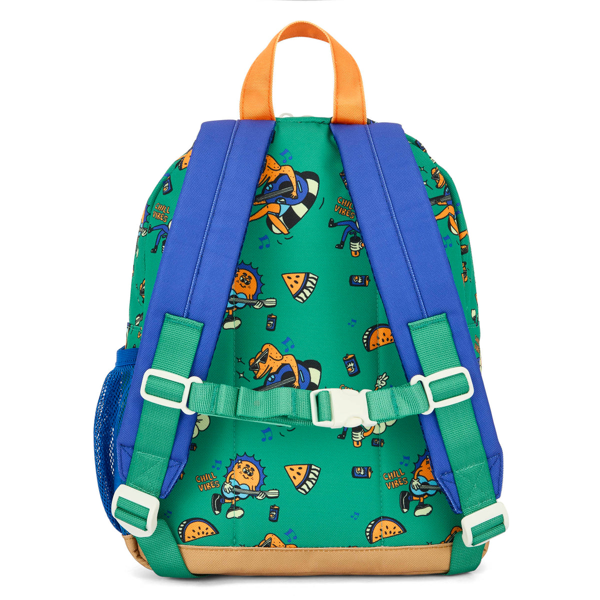 Zaino bambino verde stampato con animali, spalline blu Hello Hossy
