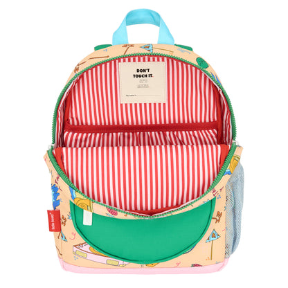 Zaino bambino Beige verde stampato food tasca anteriore Hello Hossy