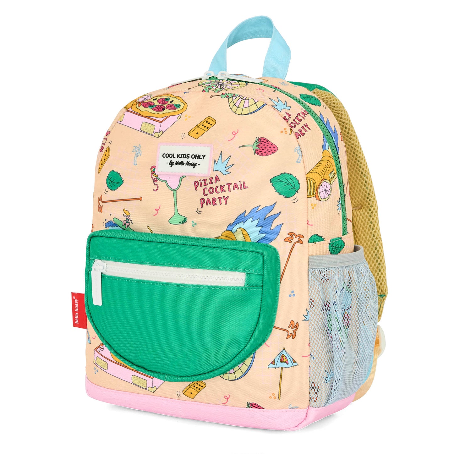 Zaino per bambini beige e verde con motivo cibo Hello Hossy