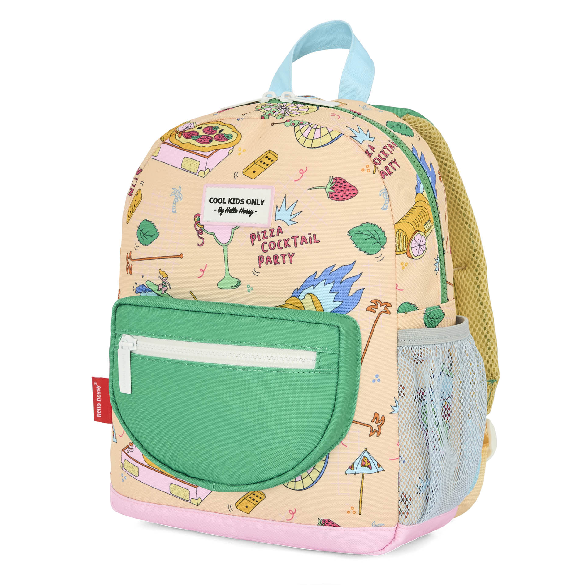 Zaino per bambini beige e verde con motivo cibo Hello Hossy