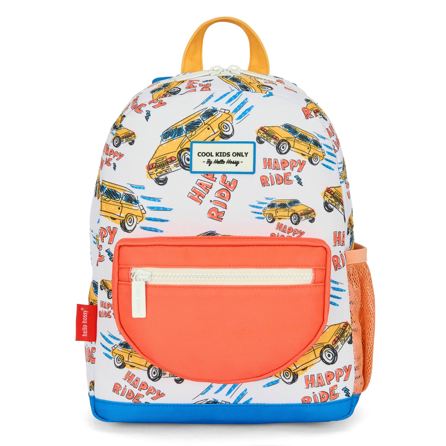 Zaino bambino bianco arancione motivo auto Hello Hossy