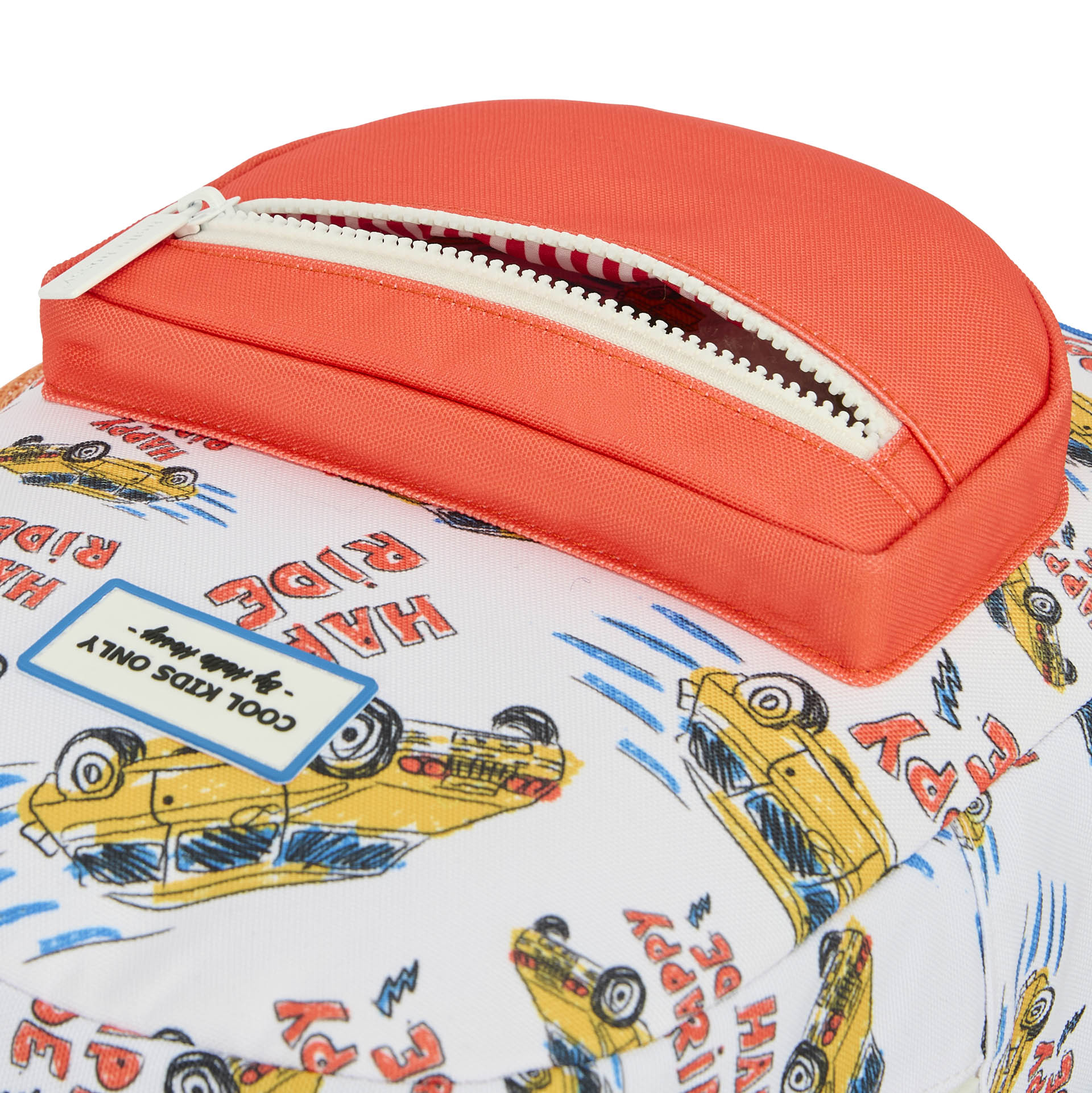 Zaino bambino bianco arancione motivo auto Hello Hossy