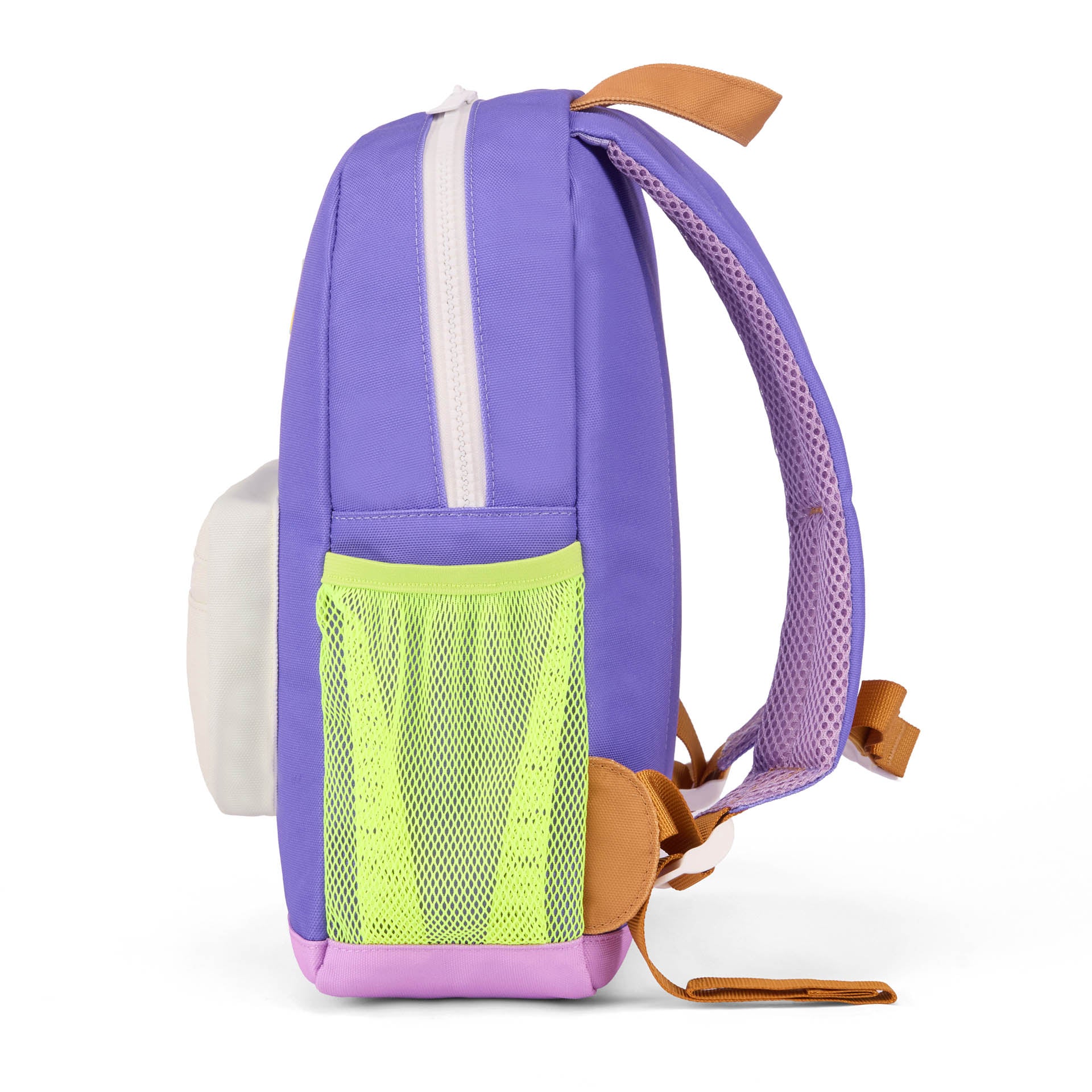 Zaino bambino viola tasca in rete gialla Hello Hossy