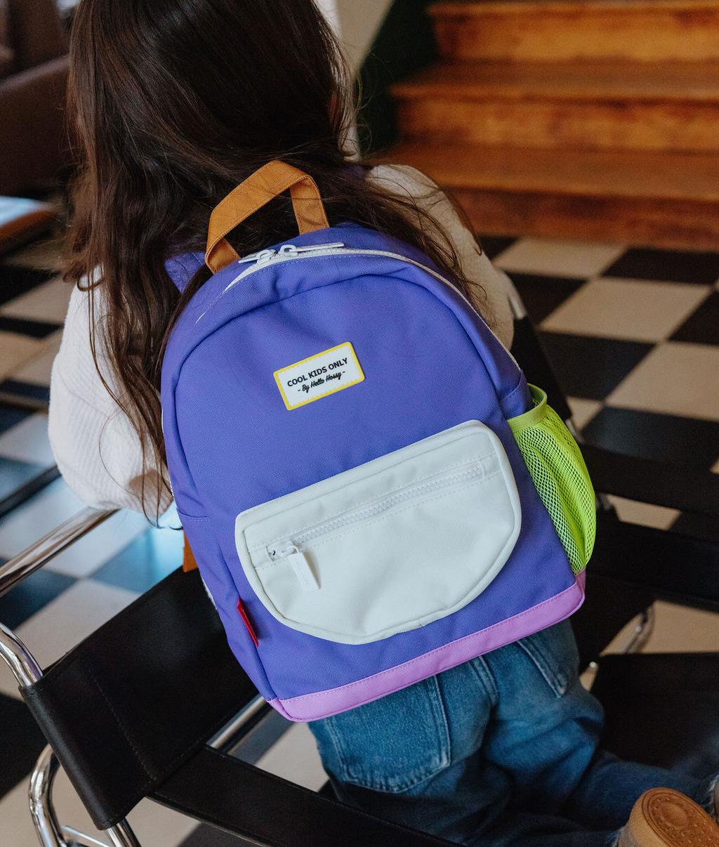 Zaino per bambini viola tasca bianca Hello Hossy