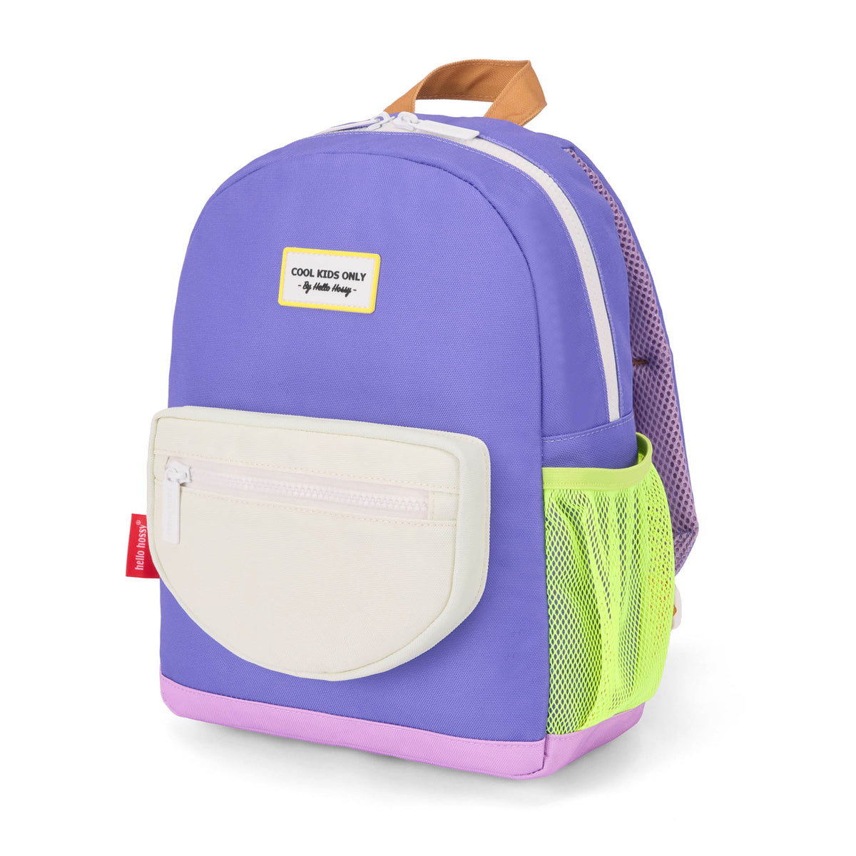 Zaino bambino viola tasca crema dettaglio verde Hello Hossy