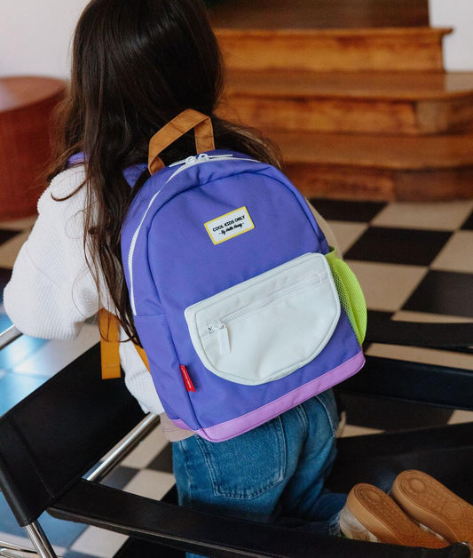 Zaino per bambini viola tasca bianca Hello Hossy