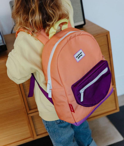 Zaino bambino arancione tasca violette Hello Hossy