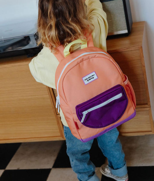 Zaino bambino arancione tasca violette Hello Hossy