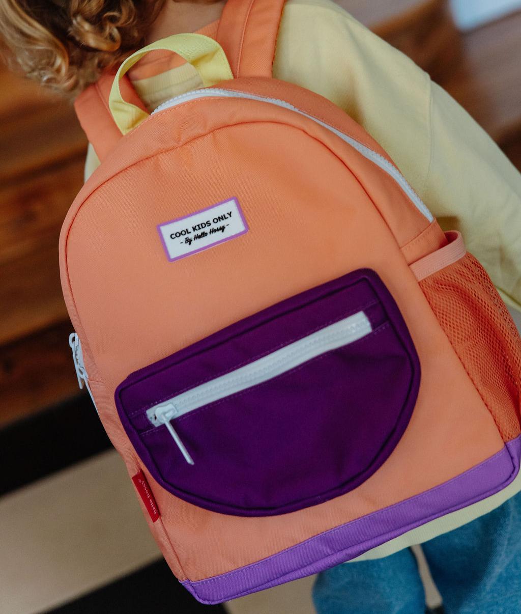 Zaino bambino arancione tasca violette Hello Hossy