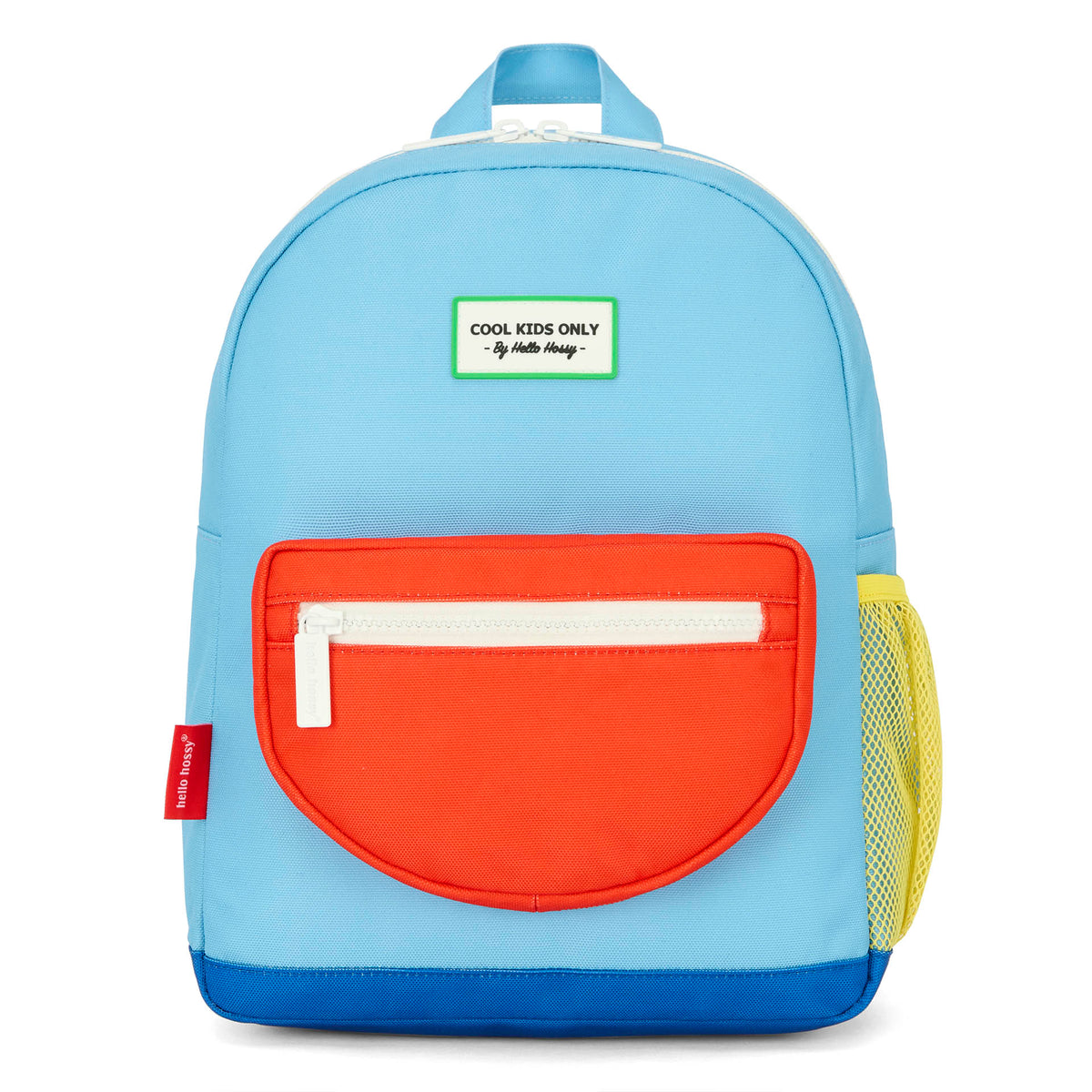 Zaino per bambino blu, tasca arancione, rete gialla Hello Hossy