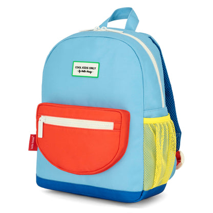 Zaino bambino blu tasca rossa rete gialla Hello Hossy