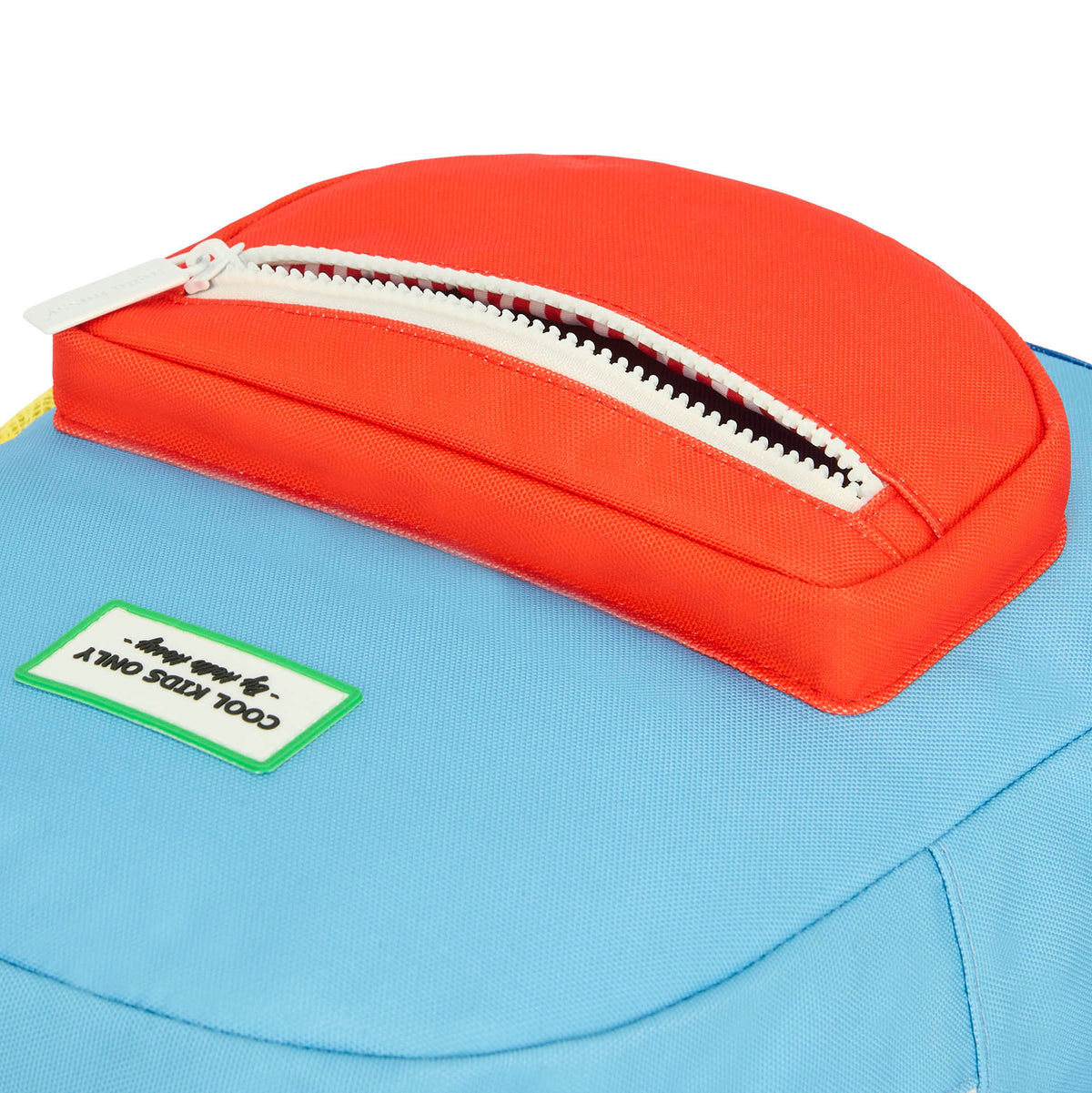Zaino bambino blu tasca con zip rossa Hello Hossy