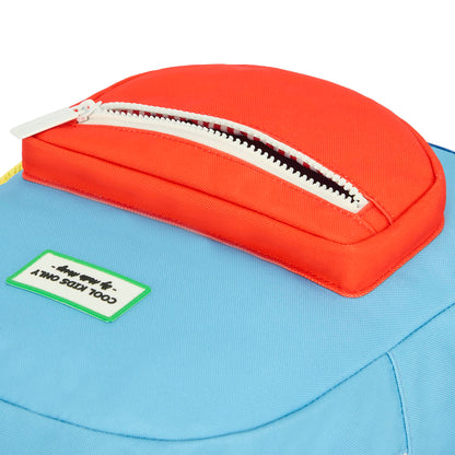 Zaino bambino blu tasca con zip rossa Hello Hossy