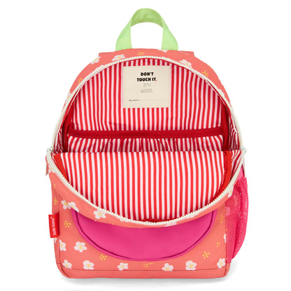 Zaino per bambini corallo con motivo a fiori, interno a righe Hello Hossy