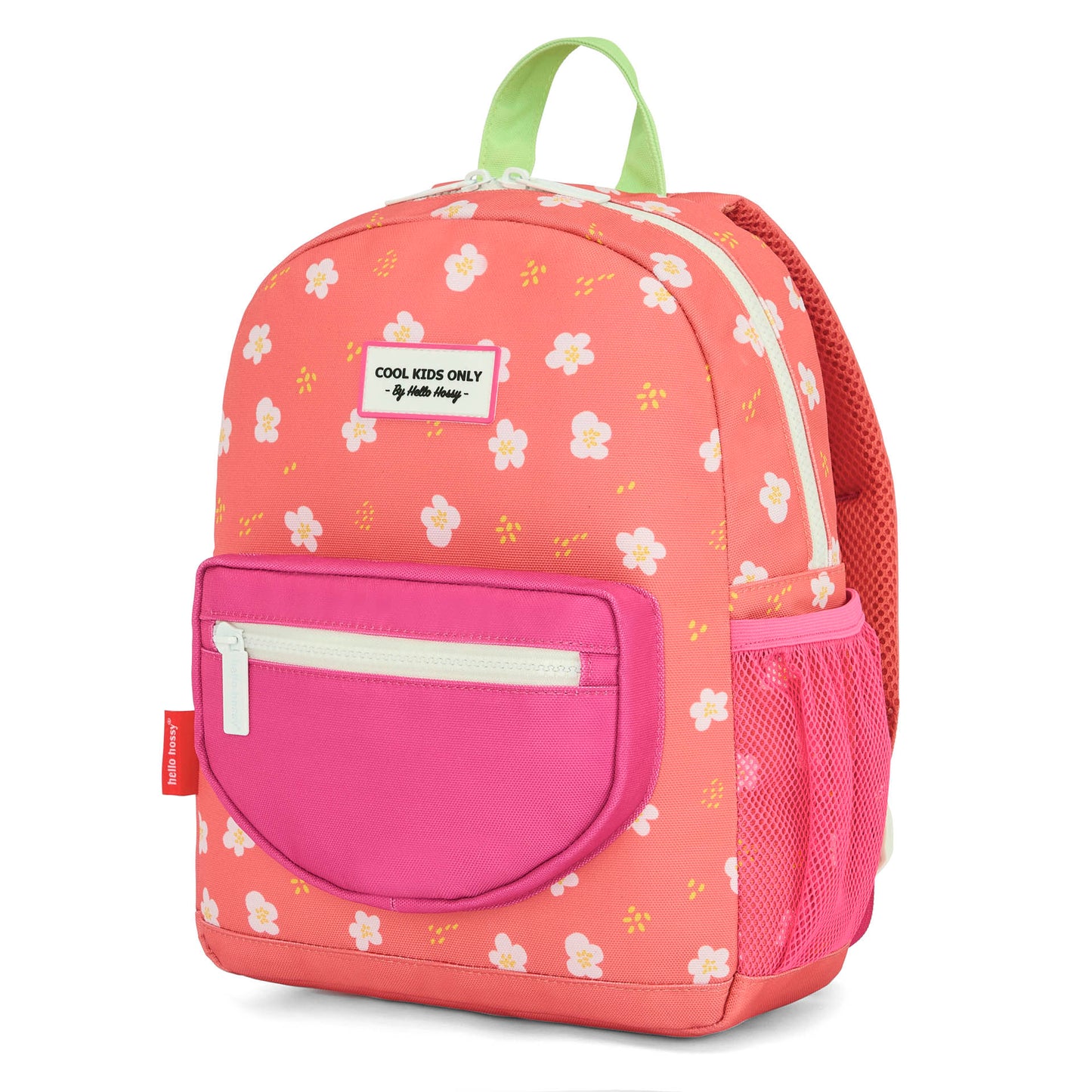 Zaino per bambini corallo stampa a fiori con tasca rosa Hello Hossy
