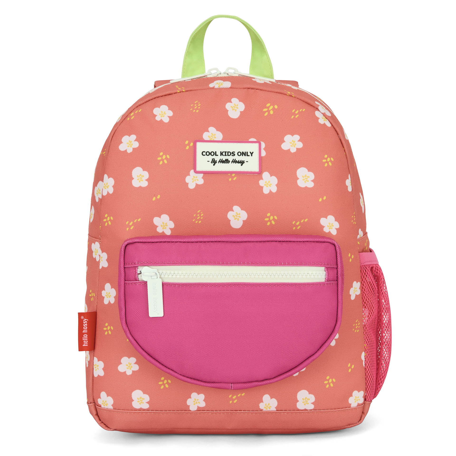 Zaino per bambini corallo stampa a fiori con tasca rosa Hello Hossy