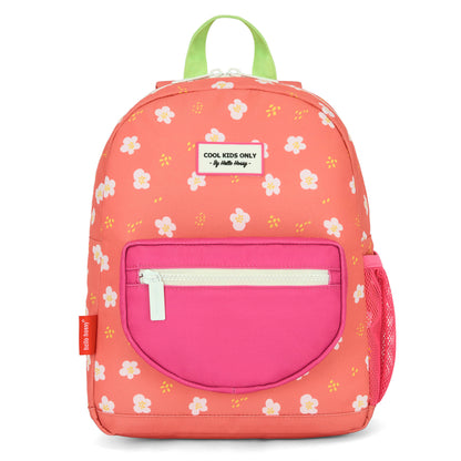 Zaino per bambini corallo stampa a fiori con tasca rosa Hello Hossy