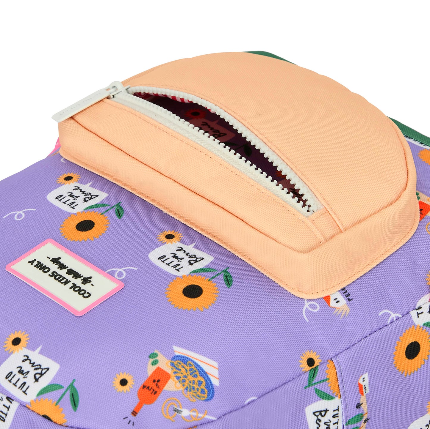 Zaino per bambini viola stampato con fiori di girasole Hello Hossy