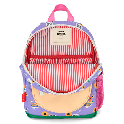 Zaino per bambini viola a fiori interno a righe Hello Hossy