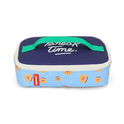 Borsa merenda bambino blu chiaro motivo basket manico verde Hello Hossy