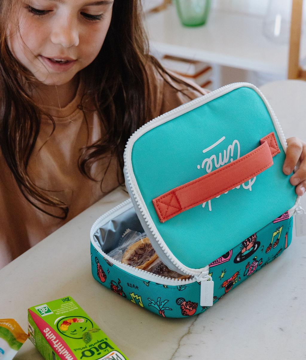 Borsa merenda per bambini verde corallo con stampato animali Hello Hossy