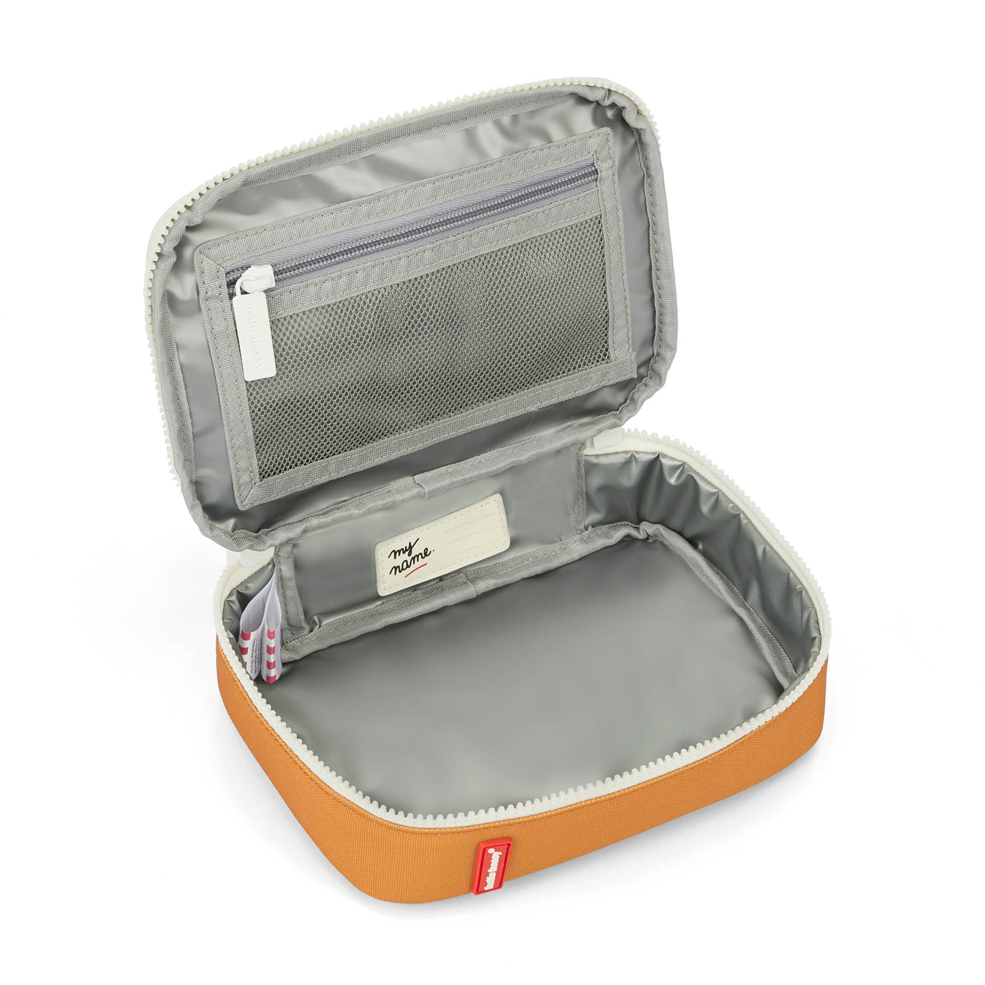 Borsa merenda bambino blu interno grigio custodia con zip Hello Hossy